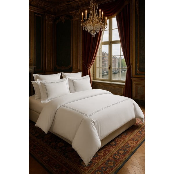 Valge satiin-puuvillast voodipesu üheinimesevoodile 140x200 cm Whispered Serenity - Mila Home Luxury-image-1