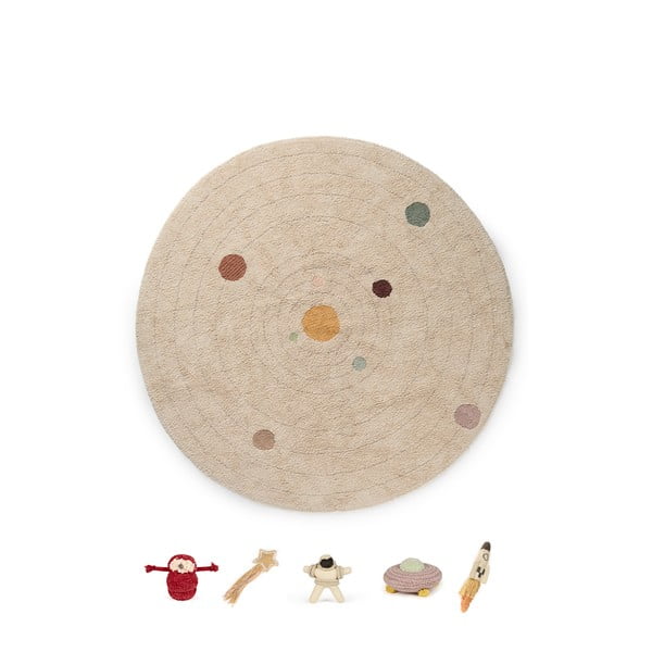 Beež puuvillane laste vaip ø150 cm Solar System – Lorena Canals