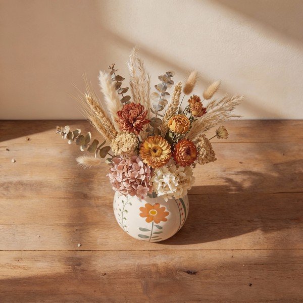 Kreem käsitsi maalitud kivikeraamikast vaas (kõrgus 17 cm) Taza - Bloomingville-image-3