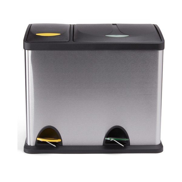 Matt hõbedane terasest prügikast 18+8 l sorteeritud jäätmete jaoks/pedaaliga Tri Selectif - MSV-image-3