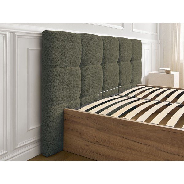 Roheline polsterdatud polsterdatud/puitlaastplaadist kaheinimesevoodi panipaigaga ja liistudest raamiga 180x200 cm Kumo - Bobochic Paris-image-4