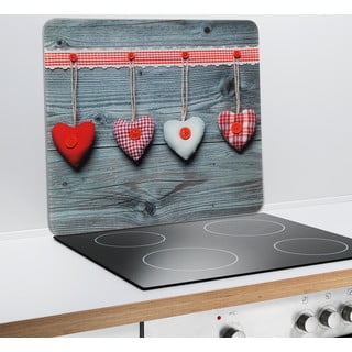 Karastatud klaasist seinakate pliidi äärde 50x56 cm Hearts - Wenko