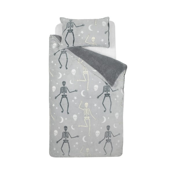 Hall helendava efektiga mikroplüüsist laste voodipesu kaheinimesevoodile 200x200 cm Halloween Skeleton - Catherine Lansfield