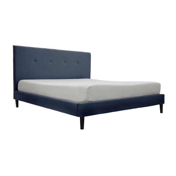Modrá postel s černými nohami Vivonita Kent, 180 x 200 cm