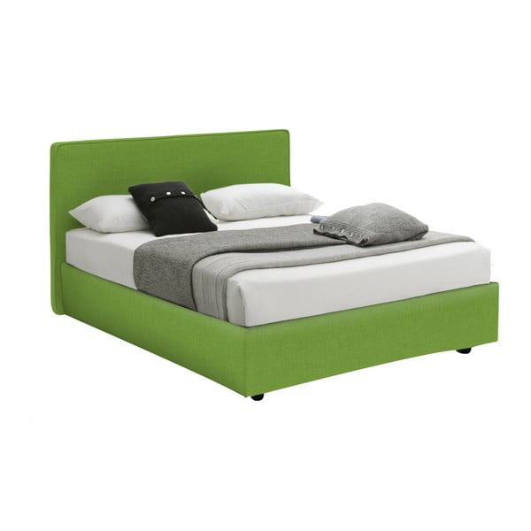 Zelená jednolůžková postel s úložným prostorem a matrací 13Casa Ninfea, 120 x 190 cm