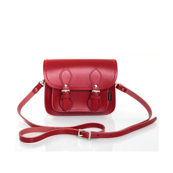 Kožená kabelka Satchel 18 cm, červená