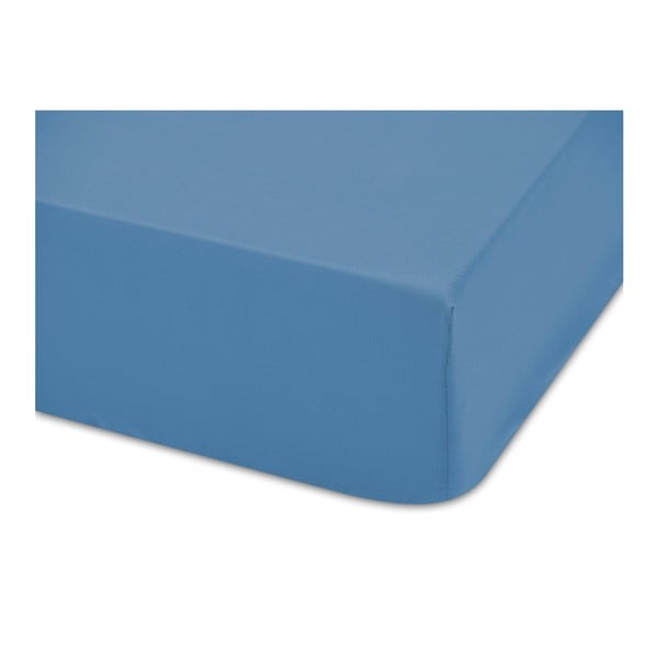 Tmavě modré bavlněné elastické prostěradlo Boheme Basic, šířka 90 cm