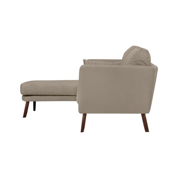 Tmavě béžová třímístná pohovka Mazzini Sofas Elena, s lenoškou na levém rohu-image-3