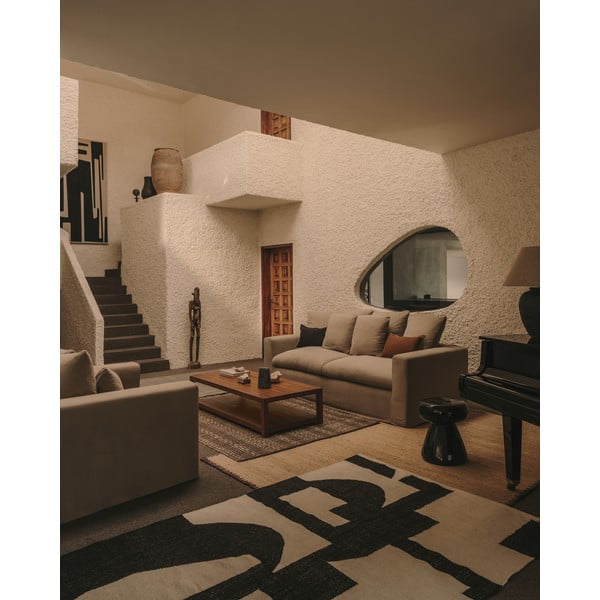 Beež linane diivan 240 cm Nora - Kave Home-image-1