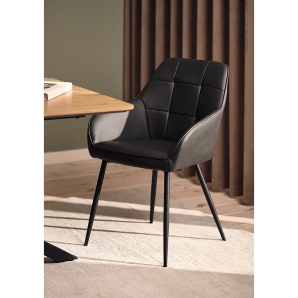 Tumehallid käetugedega kunstnahast söögitoolid 2tk komplektis Nolan Square - Unique Furniture-image-2