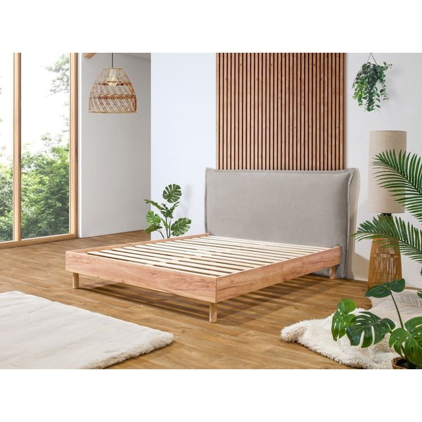 Helehall/loomulik kaheinimese voodi võrega 160x200 cm Charlie - Bobochic Paris-image-1