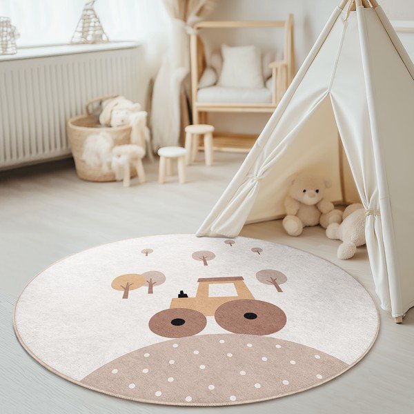 Beež pestav laste mänguvaip ø150 cm Tractor World - Mila Home-image-4