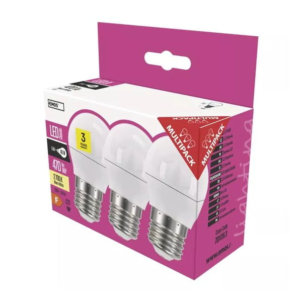 Soojad LED-pirnid 3 tk E27, 5 W komplektis - EMOS-image-1