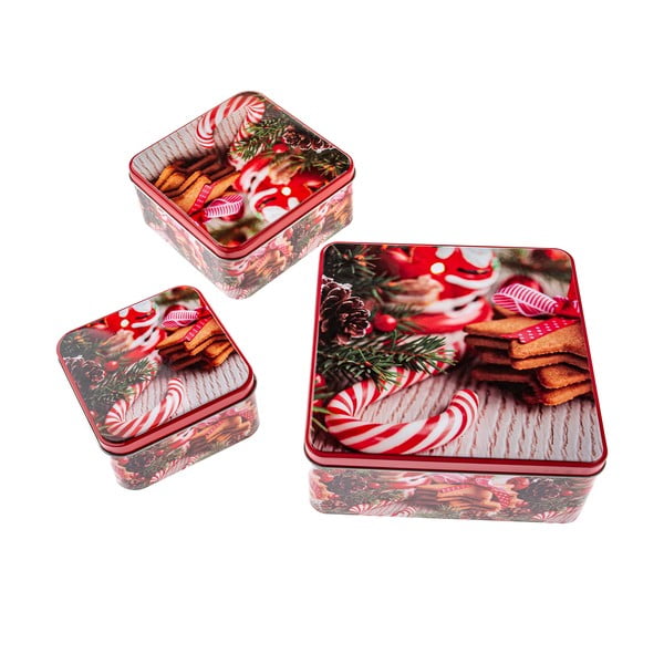 Metallist küpsisepurkide komplekt 3 tk Christmas – Dakls