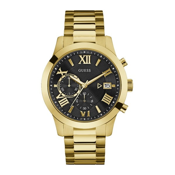 Pánské hodinky s páskem z nerezové oceli ve zlaté barvě Guess W0668G8