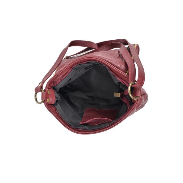 Vínově červená kožená crossbody kabelka Isabella Rhea Martín-image-2
