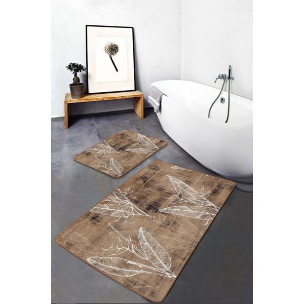 Pruunid sametist vannitoamatid 2tk komplektis 60x100 cm - Mila Home-image-3