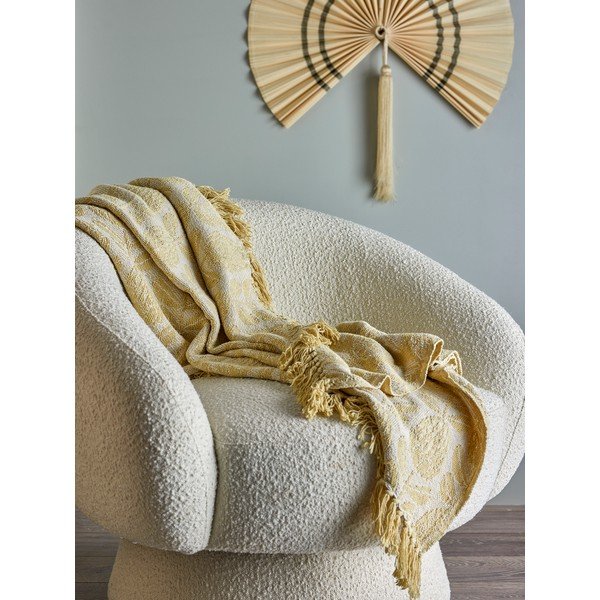 Kollane puuvillaseguga tekk 130x155 cm Pratello - Bloomingville-image-3