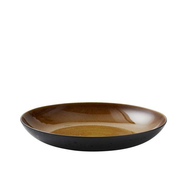 Černá kameninová servírovací mísa s vnitřní glazurou v okrové barvě Bitz Mensa, průměr 40 cm-image-2