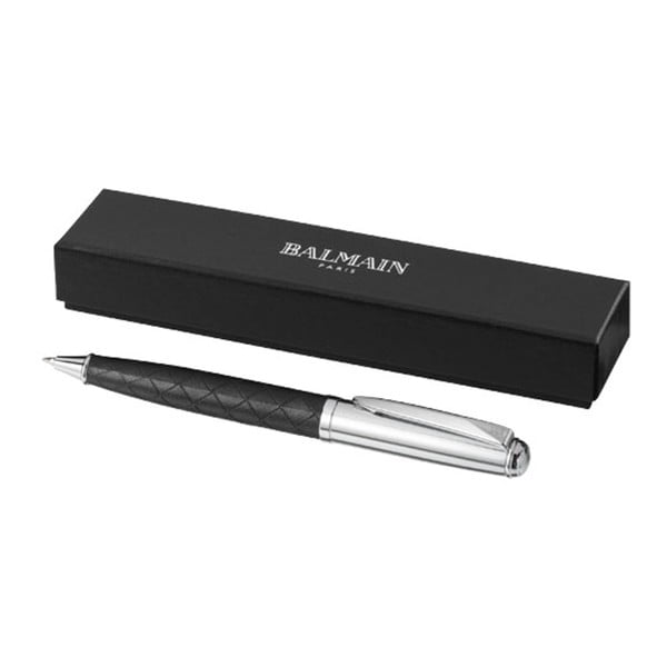 Stříbrno-černé vzorované pero s pouzdrem Balmain Ballpoint
