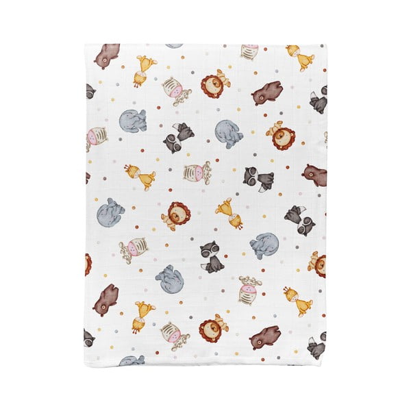 Valge musliinist beebitekk 75x100 cm Zoo - Mijolnir
