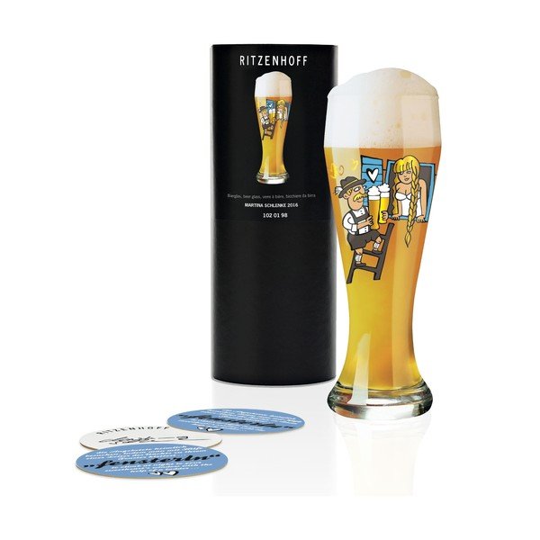 Set pivní sklenice z křišťálového skla a 5 podtácků Ritzenhoff Martina Schlenke, 645 ml-image-1