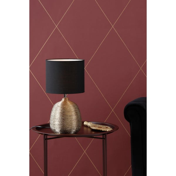 Must-kuldne lauavalgusti tekstiilist varjuga (kõrgus 37,5 cm) Oscar – Markslöjd-image-1