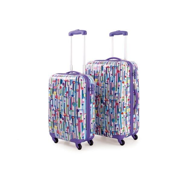 Sada 2 barevných cestovních kufrů laděných do fialova SKPA-T