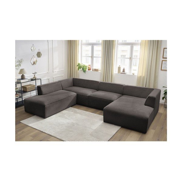 Pruun velvetist mooduldiivan (vasak nurk/"U-kujuline) Megeve - Bobochic Paris-image-3