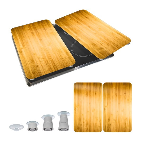 Karastatud klaasist pliidikatted 2tk komplektis 52x30 cm Wooden - Maximex-image-2