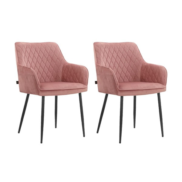 Heleroosad samet söögitoolid, 2 tk komplektis Elvira - Støraa-image-4