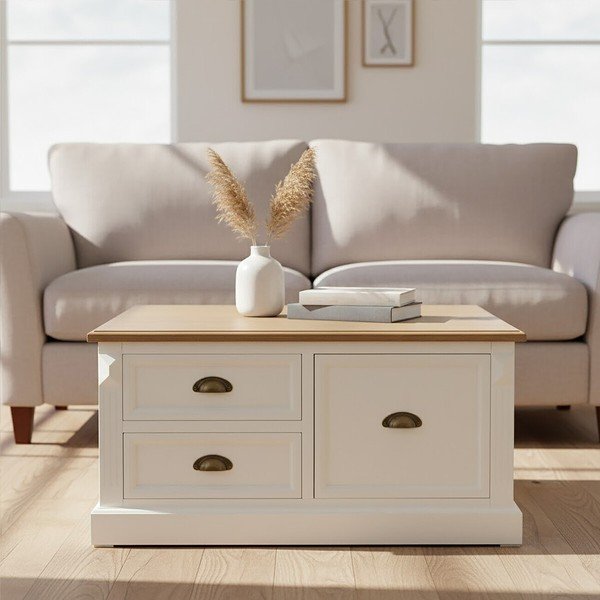 Valge diivanilaud kuusepuudega 90x90 cm Hardwick - Premier Housewares-image-1