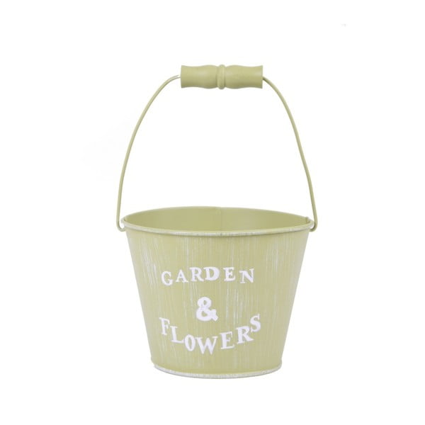 Malý zelený kyblík Ego Dekor Garden & Flowers, výška 13 cm