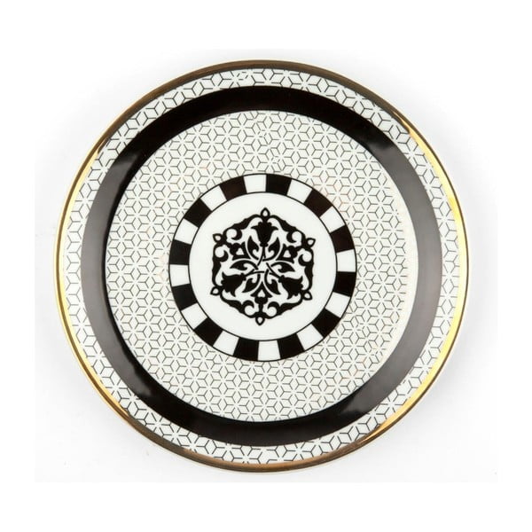 Černobílý porcelánový talíř Vivas Blany, Ø 23 cm