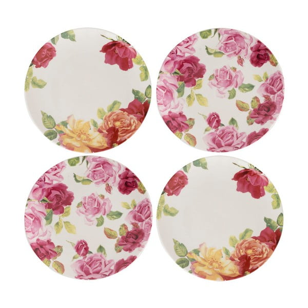Sada 4 přílohových talířů s květinovým motivem Creative Tops, Ø 20 cm