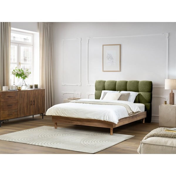 Roheline polsterdatud kaheinimesevoodi koos voodipõhjaga 180x200 cm Kumo - Bobochic Paris-image-1