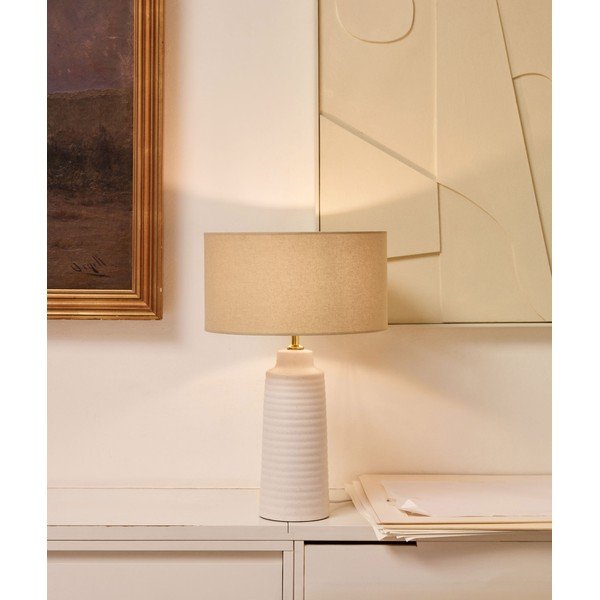 Valge laualamp tekstiilvarjundiga (kõrgus 58 cm) Mijal - Kave Home-image-1