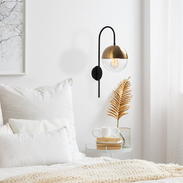 Must-kuldne seinavalgusti ø 20 cm Bastos - Opviq lights-image-1