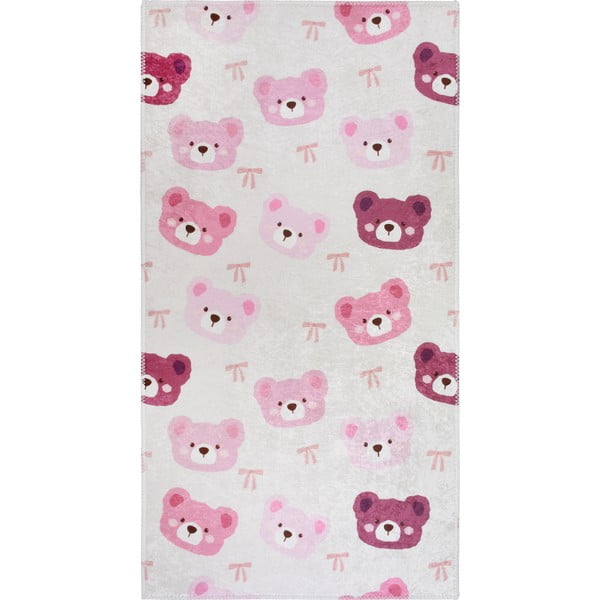 Roosa-elevandiluu värvi pestav laste vaip 80x150 cm Cute Teddies Pink - Vitaus