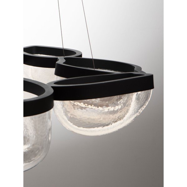 Mattmust terasest hämardatav LED-rippvalgusti klaasist varjuga, ø 83 cm Clair - Nova Luce-image-4