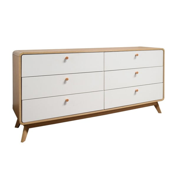 Valge madal tammedekooriga kummut 150x74 cm Caitlin - Støraa-image-2