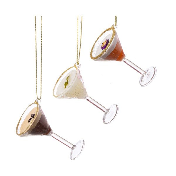 Klaasist jõulukaunistused, 3 tk, 15,5 cm Martini Cocktail – Sass & Belle