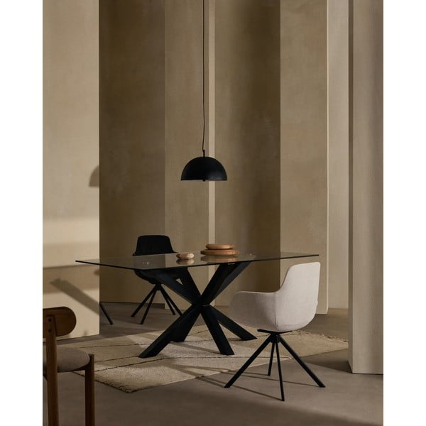 Klaasist söögilaud musta alusega, 160 x 90 cm Arya - Kave Home-image-1