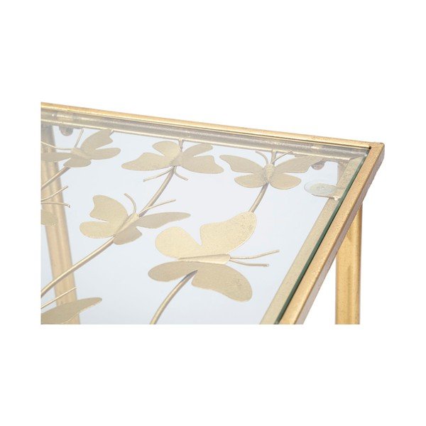 Valge/kuldne konsoollaud klaasist pealispinnaga 35x100 cm Butterflies - Mauro Ferretti-image-4