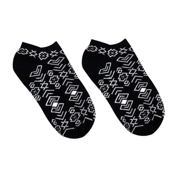 Černé bavlněné kotníkové ponožky HestySocks Geometry, vel. 39-42
