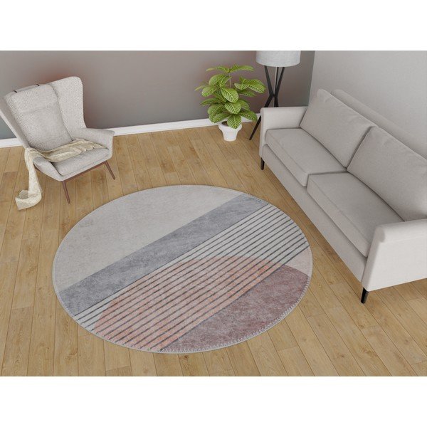 Heleroosa-hall pestav ümmargune vaip ø 80 cm Yuvarlak - Vitaus-image-1