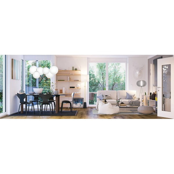 Valge-hõbedane rippvalgusti klaasist varjuga ø 20 cm RONDO - EGLO-image-2