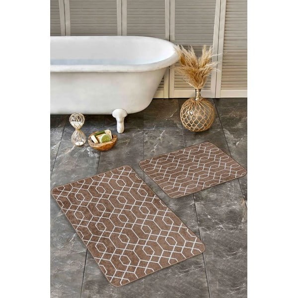 Pruunid sametist vannitoamatid 2tk komplektis 60x100 cm - Mila Home-image-4