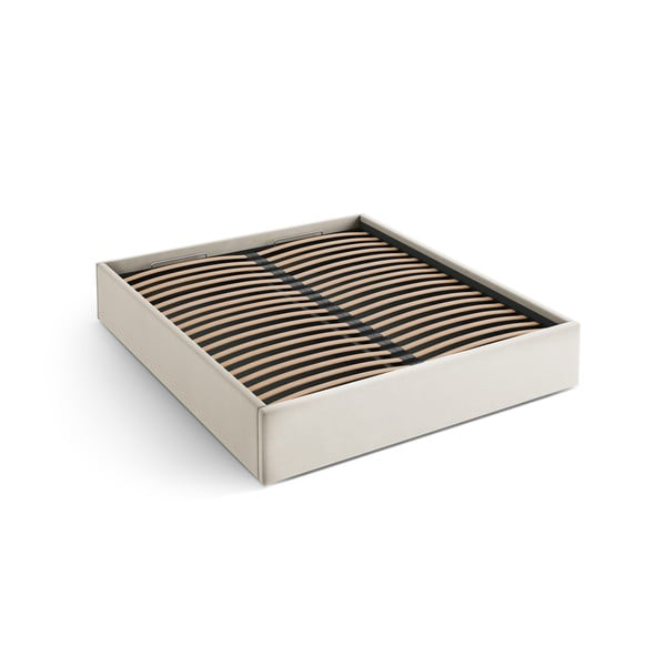 Beež polsterdatud kaheinimesevoodi panipaigaga/ilma peatsita, koos raamiga 160x200 cm Susan – Micadoni