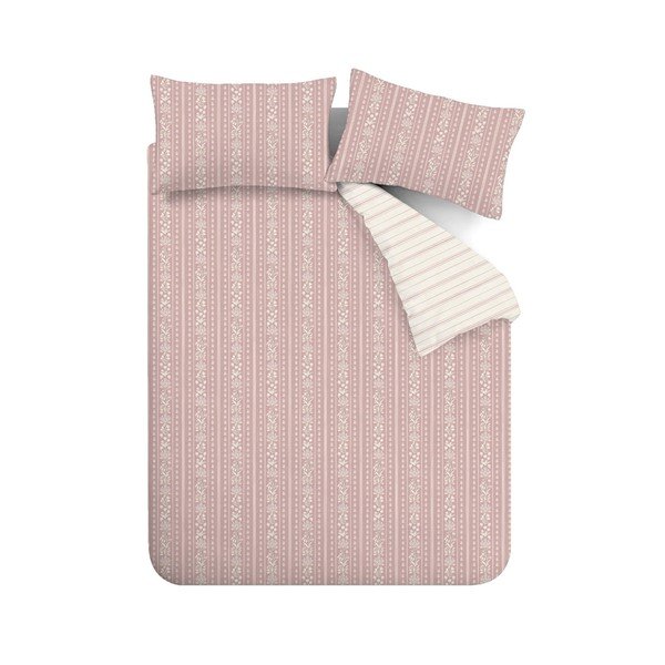 Valge-roosa laiendatud voodipesu 230x220 cm Regency Stripe - Catherine Lansfield
